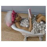 Pearl Bath Tub Doll Figurine - Funny Bathroom Decor 7.5" L x 6" H *P