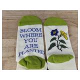 Books Are The Mirrors Of The Soul & Bloom Where You Are Planted Socks - Brand New