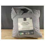 Members Mark Faux Fur Decorative Pillows 22x22, 2 Total, Gray - Brand New