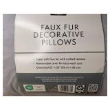 Members Mark Faux Fur Decorative Pillows 22x22, 2 Total, Gray - Brand New