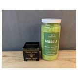 Terra Lotus Honey Balm Unscented 2oz & Village Naturals Muscle Mineral Bath Soak 20oz - Brand New