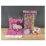 2 Hello Kitty Tablecloths 42 x 70 in Pink, Mini Verse Mini Food Ball, 148 Puffy Stickers, Purple Kitty Holder with Kitty - Brand New