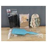 5 Kit.sch Scrunchies & 2pc HD Wig Cap & 16 inch Wig Hair & Hair Brush - Brand New