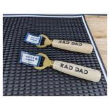 2 Rad Dad Bottle Openers, Shot Glass Canoe, Bar Spill Mat - Brand New