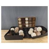 18 Velvet Decorative Ball Ornaments and 15 Rustic Ball Ornaments - Brand New