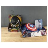 Nerf Captain America Skyshot Blaster & Marvel Spider-Man Venom Glow-In-The-Dark Mask - New