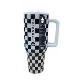 HYDROJUG 32oz Black White Gingham Checkered Traveler Stainless Steel Tumbler - Brand New