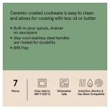 Figmint 7 piece Nonstick Ceramic Coated Aluminum Cookware Set with Champagne Handles, Cream - Brand New