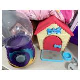 Large Lot of Toys, Dog Houses, Claw Game, Suitcase, Blanket, and More