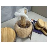 New Bamboo Mortar & Pestle, Salad Hands, Salt Storage Box