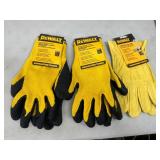 New Dewalt Leather Gloves and Coated Gripper Work Gloves - Size Large