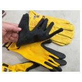 New Dewalt Leather Gloves and Coated Gripper Work Gloves - Size Medium