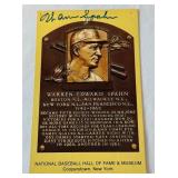 Warren Spahn Autographed National Baseball Hall of Fame Post Card