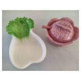 Cabbage Bowl & Celery Dish