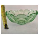Ruffled Rim Green Depression Glass Bowl 6pc Set