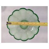 Ruffled Rim Green Depression Glass Bowl 6pc Set