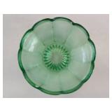 Ruffled Rim Green Depression Glass Bowl 6pc Set
