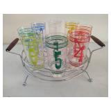 Vintage Numbered Glassware Set w/Carrier