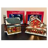 St. Nicholas Square "The Log Cabin" and "The Barn" *w/Original Boxes*