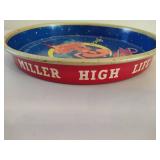 Miller High Life Colorful Tray, Plastic Pitcher & Pilsner Glasses