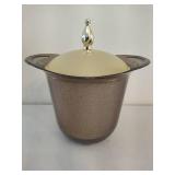 Vintage Ice Bucket w/Lid & Nine Champagne Glasses