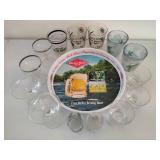 Grain Belt Beer Tray & Assorted Glassware