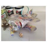 Assorted Beer/Bar Related Glassware, Coozies, Can Plane, Bank & More