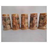 Five Ceramic Enesco Beer Steins
