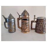 Three Beer Steins w/Lids