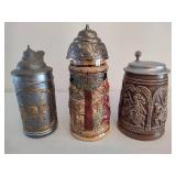 Three Beer Steins w/Lids