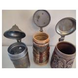 Three Beer Steins w/Lids