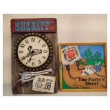 Westclox Sheriff Clock & Lonestar Beer/Bar Sign