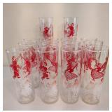 Federal Tom Collins Dancing Couple, Violinist & Cellist Tall Glasses