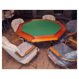 Octagonal Poker/Game Table + Five Chairs