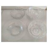 Four Large Glass Serving Bowls