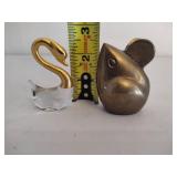 Brass Pitcher, Mouse & Decorative Swan