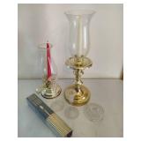 Brass & Glass Candle Holders + Matches