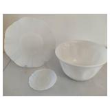 Large Milk Glass Bowl, Serving Tray & Saucer