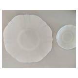 Large Milk Glass Bowl, Serving Tray & Saucer