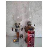 Lot of Oil Lamps & Bottle of Oil