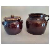 Hull Pottery Bean Pot & Unmarked Pot