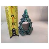 Etched Glass Christmas Tree Round Platter & Twelve Christmas Tree Napkin Rings