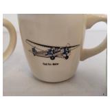 Three Airplane Themed Coffee Mugs