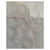 Lot of Assorted Glass Serving & Decor Pieces - Some with Gold Rim