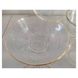 Lot of Assorted Glass Serving & Decor Pieces - Some with Gold Rim
