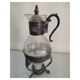 Vintage Silver Plated Glass Coffee Carafe