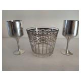 Two Pewter Goblets & Celtic Bowl