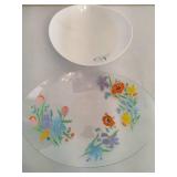 MCM Glass Floral Plate & Resin Bowl