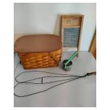 Picnic Basket, Washboard, Potato Masher & Rug Beater