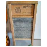 Picnic Basket, Washboard, Potato Masher & Rug Beater